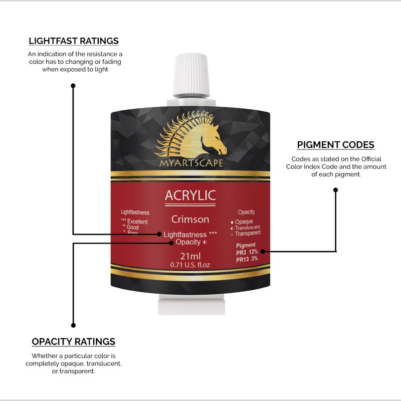MyArtscape Acrylic Paint Set - 24 x 21ml Tubes - Lightfast - Heavy Body - Image 5